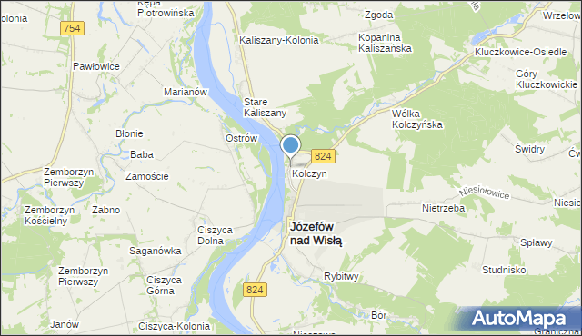 mapa Kolczyn, Kolczyn gmina Józefów nad Wisłą na mapie Targeo